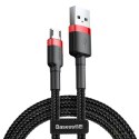 Nylonowy kabel przewód Micro USB 2.4A 1M Szybkie Ładowanie Quick Charge 3.0 czerwono-czarny Baseus CAMKLF-B91