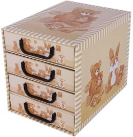 Pudełko kartonowe 4 szuflady pionowe MISIE BEŻOWE