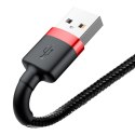 Nylonowy kabel przewód USB lightning Iphone 2.4A 0.5M czerwony+czarny Baseus CALKLF-A19