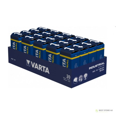 20x bateria R9V 6LR61 9V alkaliczne Varta Industrial 20x bateria R9V 6LR61 9V alkaliczne Varta Industrial