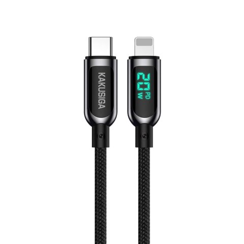 Kabel USB Typ C - Apple Lightning 20W 1,2m Wyświetlacz LED Szybkie Ładowanie i Przesyłanie Danych Kakusiga Digital Display Fast