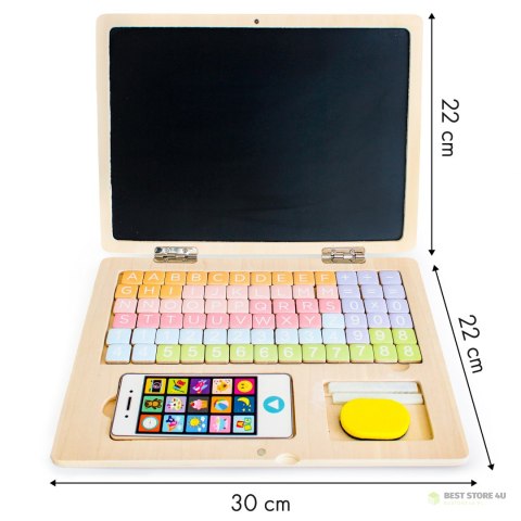 Drewniany laptop edukacyjny tablica magnetyczna Ecotoys Drewniany laptop edukacyjny tablica magnetyczna Ecotoys