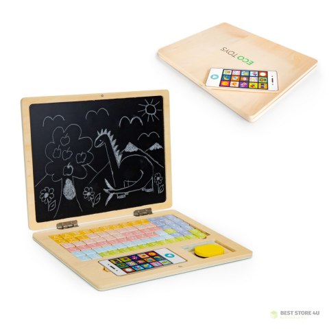 Drewniany laptop edukacyjny tablica magnetyczna Ecotoys Drewniany laptop edukacyjny tablica magnetyczna Ecotoys