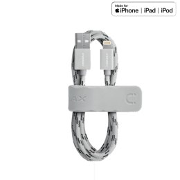 Momax Elite link - Kabel połączeniowy USB do Lightning MFi + elastyczny stojak, 2.4 A, 1 m (Silver)