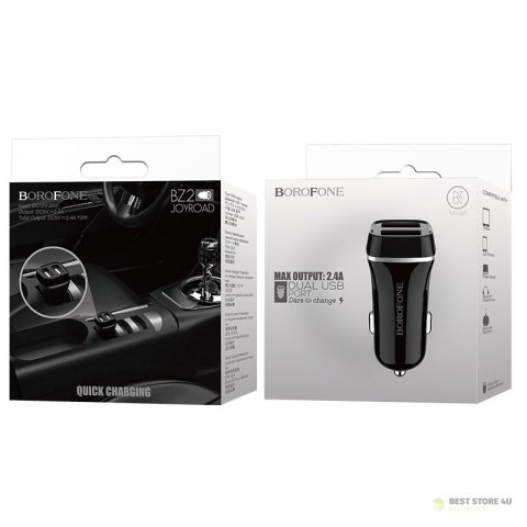 Borofone - ładowarka samochodowa 2x USB, czarny Borofone - ładowarka samochodowa 2x USB, czarny