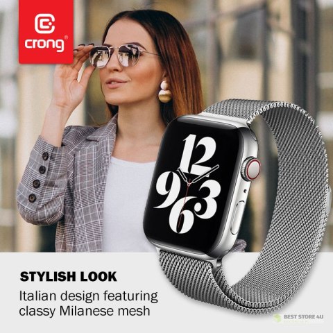 Crong Milano Steel - Pasek ze stali nierdzewnej do Apple Watch 42/44/45 mm (srebrny) Crong Milano Steel - Pasek ze stali nierdzewnej do Apple Watch 42/44/45 mm (srebrny)