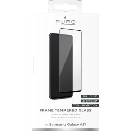 PURO Frame Tempered Glass - Szkło ochronne hartowane na ekran Samsung Galaxy A51 (czarna ramka)