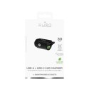 PURO Mini Car Fast Charger - Ładowarka samochodowa 1 x USB-A + 1 x USB-C Power Delivery 30 W (czarny)