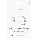PURO White Mini Fast Travel Charger - Szybka ładowarka sieciowa USB-A + USB-C Power Delivery 20W (biały)