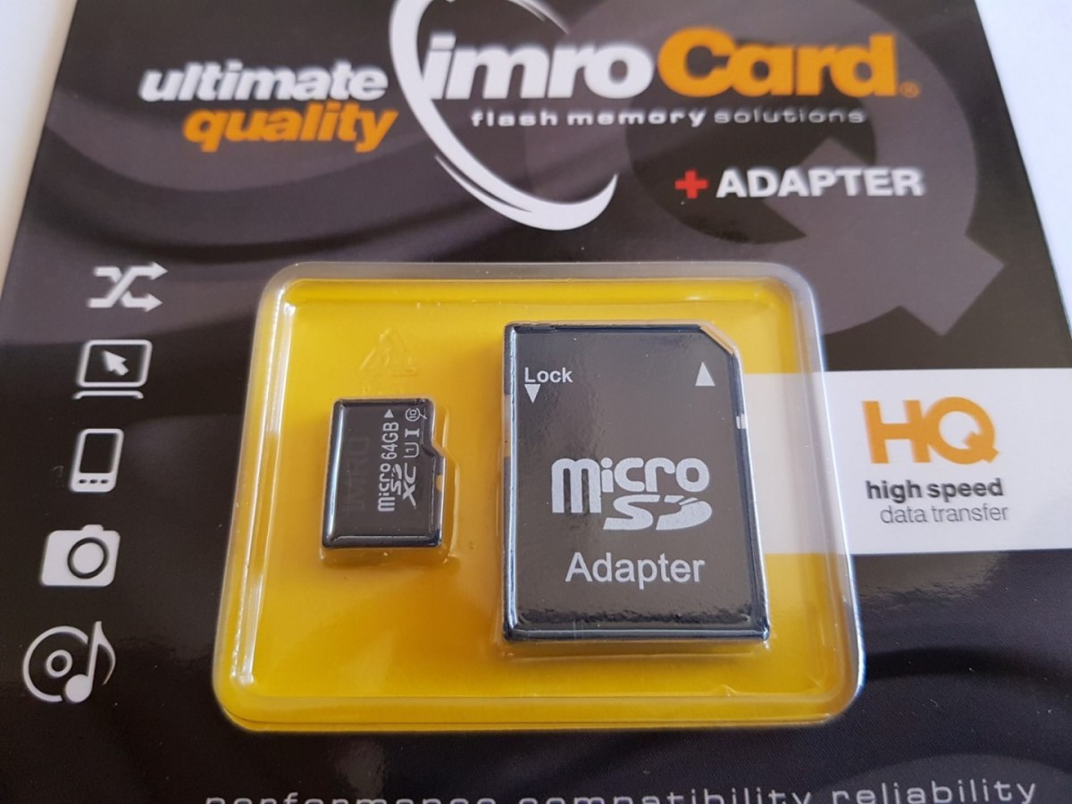 Karta Micro Secure Digital IMRO 64GB CLASS 10 UHS-1 +adapterSD (zapis/odczyt43/85mbs) Promo!