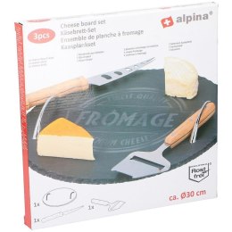 Alpina - Zestaw do serwowania serów (taca, nóż i krajalnica) średnica 30 cm
