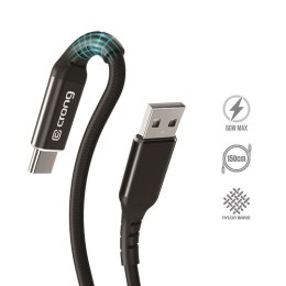 Crong Armor Link - Kabel 60W USB-C w oplocie 150cm (czarny)