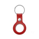 Crong Leather Case with Key Ring - Skórzany brelok do Apple AirTag (czerwony)