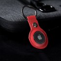 Crong Leather Case with Key Ring - Skórzany brelok do Apple AirTag (czerwony)