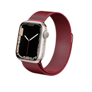 Crong Milano Steel - Pasek ze stali nierdzewnej do Apple Watch 38/40/41 mm (czerwony)