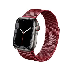 Crong Milano Steel - Pasek ze stali nierdzewnej do Apple Watch 38/40/41 mm (czerwony)