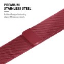 Crong Milano Steel - Pasek ze stali nierdzewnej do Apple Watch 38/40/41 mm (czerwony)