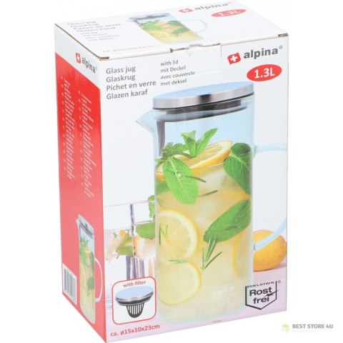 Alpina - Dzbanek z pokrywką ze szkła borokrzemowego 1,3 l Alpina - Dzbanek z pokrywką ze szkła borokrzemowego 1,3 l