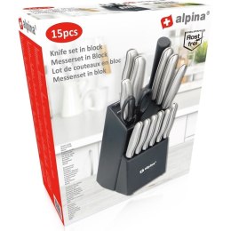 Alpina - Zestaw noży kuchennych ze stojakiem / blokiem 15 elementów