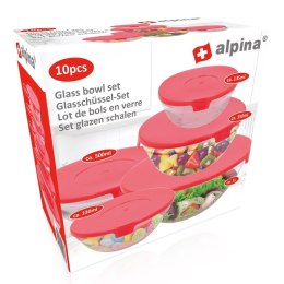 Alpina - Zestaw szklanych misek z pokrywkami 5szt.