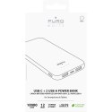 PURO White Fast Charger Power Bank - Power bank dla smartfonów i tabletów 10000 mAh, 2xUSB-A + 1xUSB-C (biały)