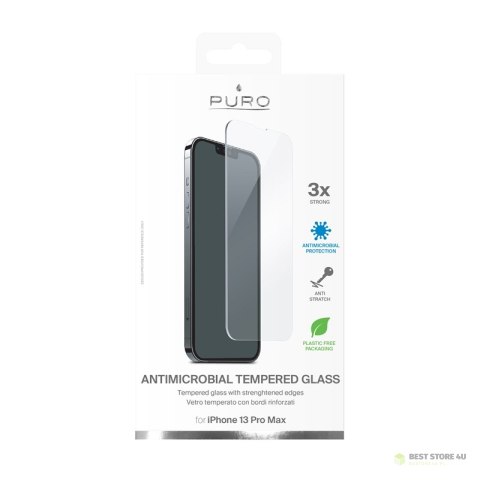 PURO Anti-Bacterial Szkło ochronne hartowane z ochroną antybakteryjną na ekran iPhone 13 Pro Max PURO Anti-Bacterial Szkło ochronne hartowane z ochroną antybakteryjną na ekran iPhone 13 Pro Max