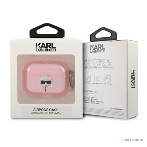 Karl Lagerfeld Karl Head Glitter - Etui Airpods Pro (różowy) Karl Lagerfeld Karl Head Glitter - Etui Airpods Pro (różowy)
