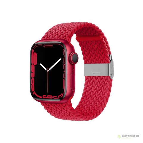 Crong Wave Band - Pleciony pasek do Apple Watch 42/44/45 mm (czerwony)