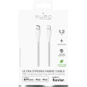 PURO Fabric Ultra Strong - Kabel w oplocie heavy duty USB-C / Lightning MFi 1,2m (biały)