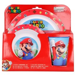 Super Mario - Zestaw naczyń do mikrofali (talerz, miska i kubek) (czerwony)