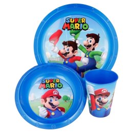 Super Mario - Zestaw naczyń (talerz, miska i kubekl) (niebieski)