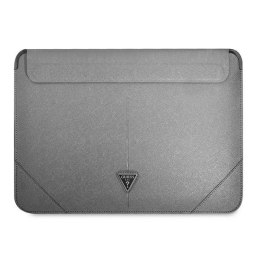 Guess Saffiano Triangle Logo Sleeve - Etui na notebooka 13" / 14" (srebrny)