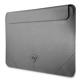 Guess Saffiano Triangle Logo Sleeve - Etui na notebooka 16" (srebrny)