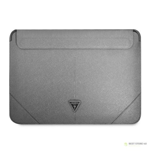 Guess Saffiano Triangle Logo Sleeve - Etui na notebooka 16" (srebrny) Guess Saffiano Triangle Logo Sleeve - Etui na notebooka 16" (srebrny)