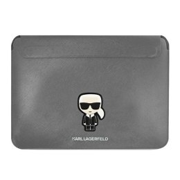 Karl Lagerfeld Saffiano Ikonik Sleeve - Etui na notebook 13" / 14" (Srebrny)