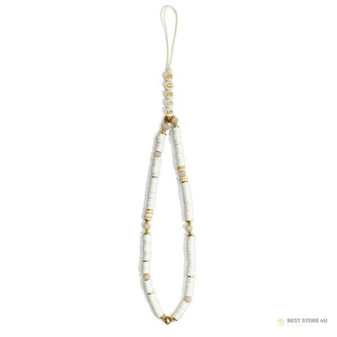 Guess Phone Strap Beads Heishi - Zawieszka do telefonu 25 cm (White) Guess Phone Strap Beads Heishi - Zawieszka do telefonu 25 cm (White)