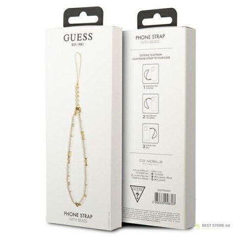 Guess Phone Strap Beads Heishi - Zawieszka do telefonu 25 cm (White) Guess Phone Strap Beads Heishi - Zawieszka do telefonu 25 cm (White)