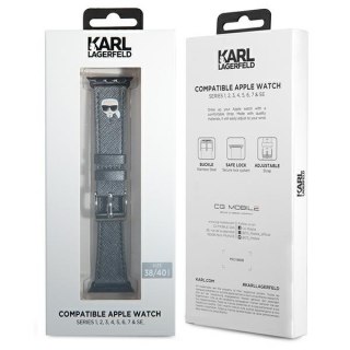 Karl Lagerfeld Saffiano Karl Head - Pasek do Apple Watch 38/40/41 mm (srebrny)