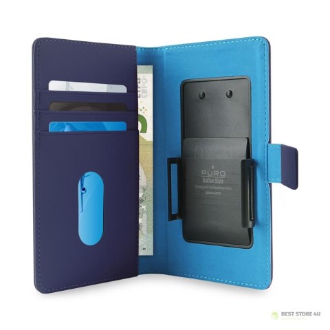 PURO Smart Wallet - Uniwersalne etui z uchwytem do robienia zdjęć z kieszonkami na karty i pieniądze, rozmiar XL (niebieski) PURO Smart Wallet - Uniwersalne etui z uchwytem do robienia zdjęć z kieszonkami na karty i pieniądze, rozmiar XL (niebieski)