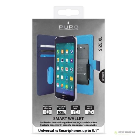 PURO Smart Wallet - Uniwersalne etui z uchwytem do robienia zdjęć z kieszonkami na karty i pieniądze, rozmiar XL (niebieski) PURO Smart Wallet - Uniwersalne etui z uchwytem do robienia zdjęć z kieszonkami na karty i pieniądze, rozmiar XL (niebieski)