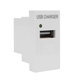 Gniazdo USB z ładowarką Maclean, pojedyncze, 1A, białe, MCE727W