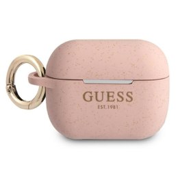Guess Silicone Glitter Case Est - Etui Airpods Pro (różowy)