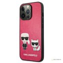 Karl Lagerfeld PU Leather Karl & Choupette Embossed - Etui iPhone 13 Pro (fuksja)