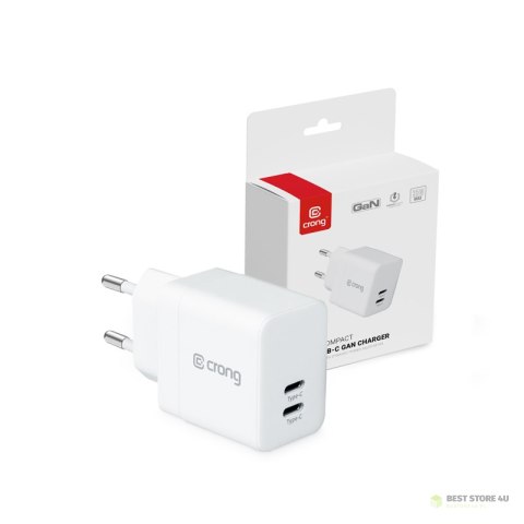 Crong Utra Compact GaN - Ładowarka sieciowa 35W PD 3.0 2x USB-C (biały) Crong Utra Compact GaN - Ładowarka sieciowa 35W PD 3.0 2x USB-C (biały)