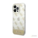 Guess 4G Stripe Script Logo Electroplated Pattern - Etui iPhone 14 Pro (złoty)