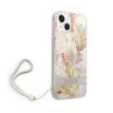 Guess Flower Cord - Etui ze smyczką iPhone 14 (fioletowy)
