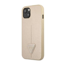 Guess Saffiano Triangle Logo Case - Etui iPhone 14 (beżowy)