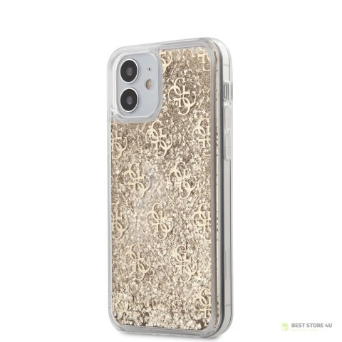 Guess 4G Liquid Glitter - Etui iPhone 12 Mini (złoty)