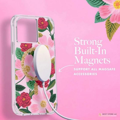 Rifle Paper Clear MagSafe - Etui iPhone 14 Pro Max zdobione złotem (Rose Garden) Rifle Paper Clear MagSafe - Etui iPhone 14 Pro Max zdobione złotem (Rose Garden)