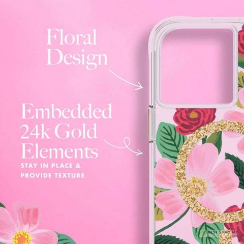 Rifle Paper Clear MagSafe - Etui iPhone 14 Pro Max zdobione złotem (Rose Garden) Rifle Paper Clear MagSafe - Etui iPhone 14 Pro Max zdobione złotem (Rose Garden)